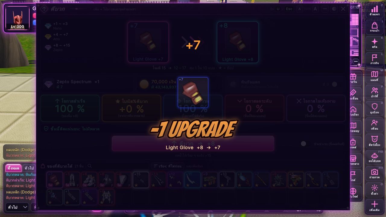 -1 UPGRADE เมื่อลดลง 1 ขั้น